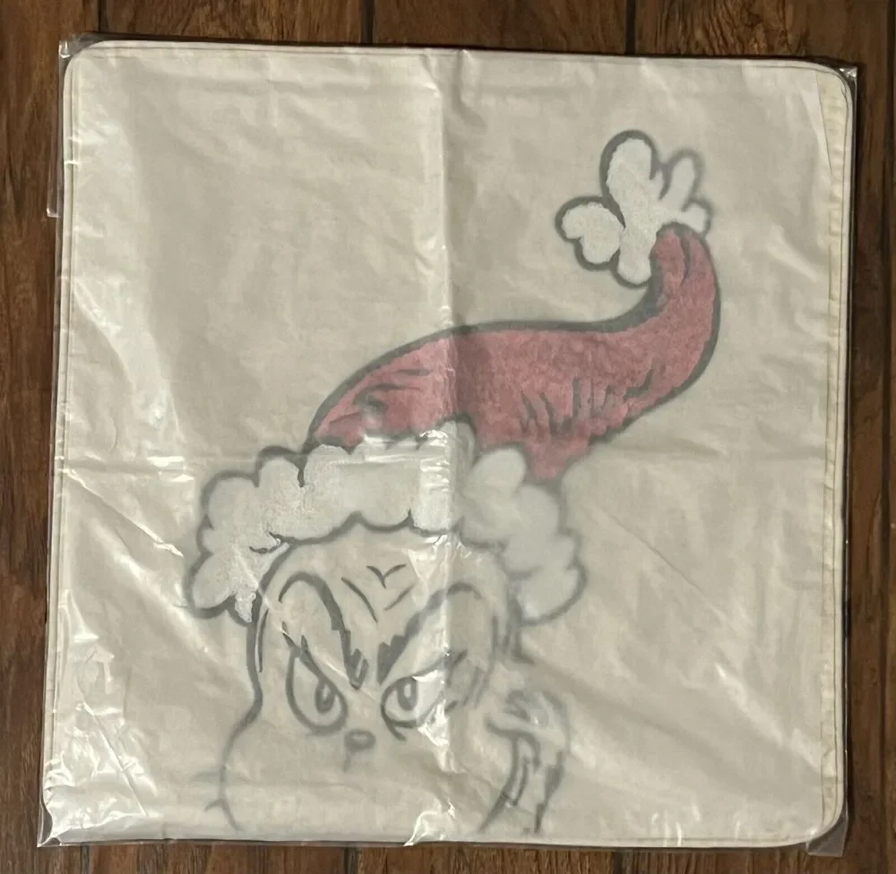 Pottery Barn Teen Holiday The Grinch Pillow Cover Face Sequin Sofa Toss 18